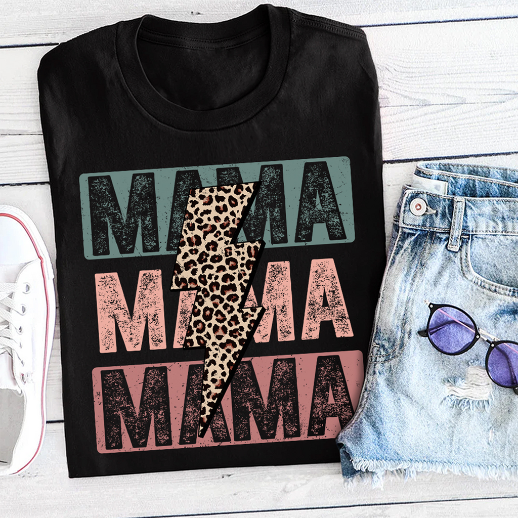 Sandjest Mom T-Shirt Leopard Style Gift for Women Mother Friend Mommy Mama