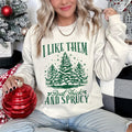 Sandjest Funny Christmas Crewneck Sweatshirt I Like Them Real Thick and Sprucy Gift for Women Girl Friend