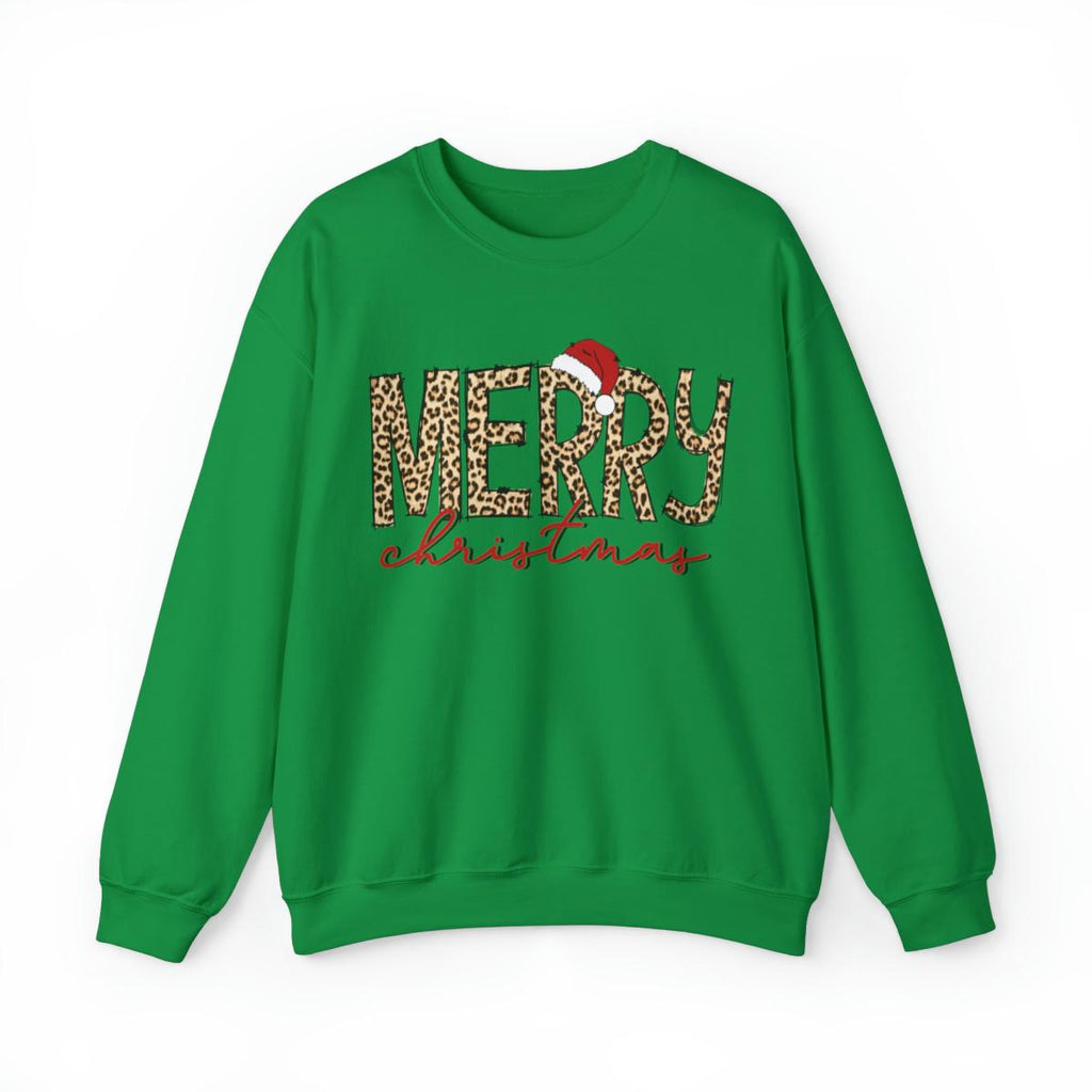 Sandjest Merry Christmas Crewneck Sweatshirt Leopard Style Christmas Family Shirt Holiday Gift for Women Girl