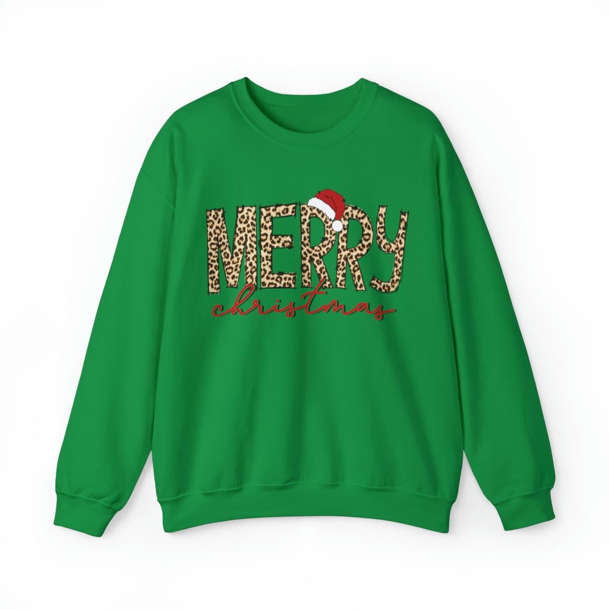 Sandjest Merry Christmas Crewneck Sweatshirt Leopard Style Christmas Family Shirt Holiday Gift for Women Girl
