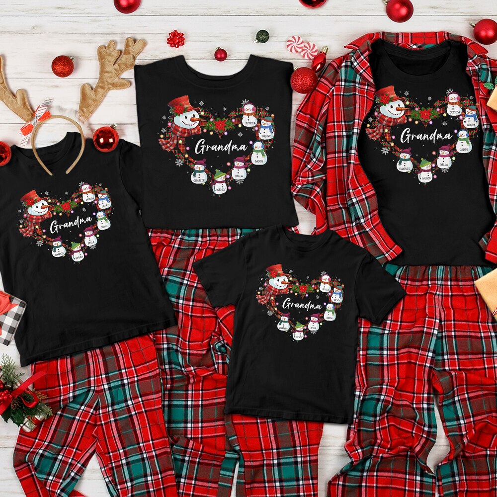 Personalized Christmas T-Shirt Custom Grandma And Nana