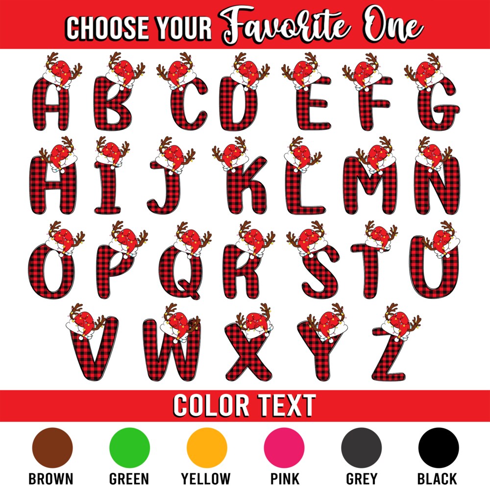 Personalized Christmas T-Shirt Custom Initial Letter