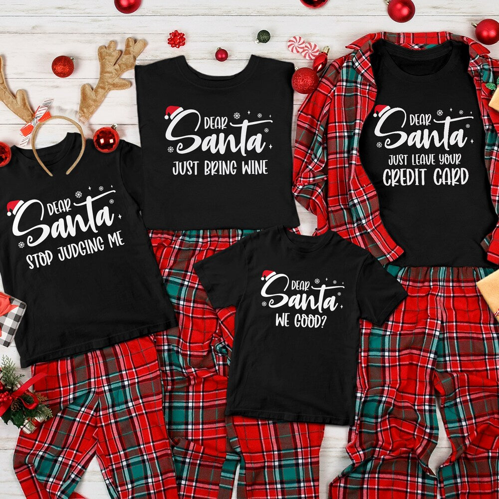 Personalized Christmas T-Shirt Dear Santa Just Bring Wine