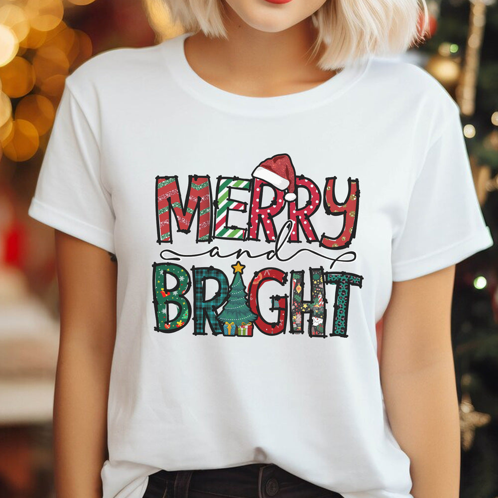 Personalized Christmas T-Shirt Merry Bright