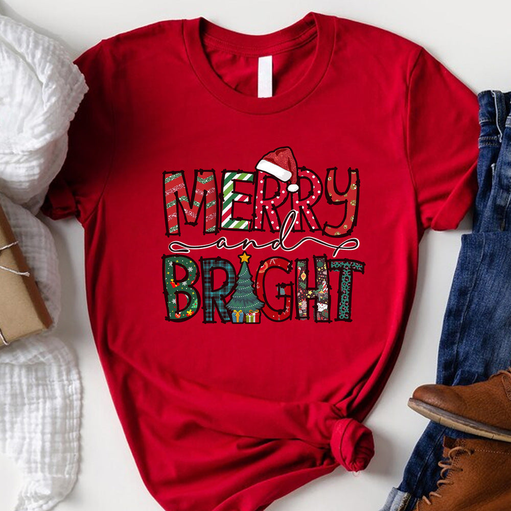 Personalized Christmas T-Shirt Merry Bright