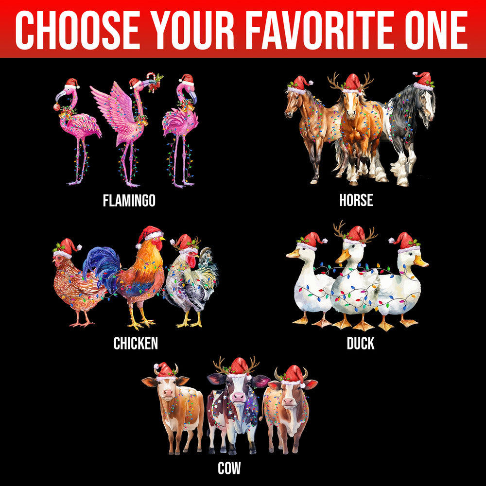Personalized Christmas T-Shirt With A Cow Wearing A Hat