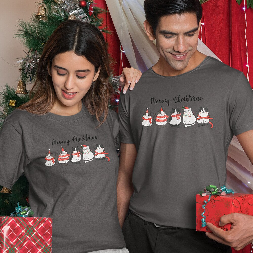 Personalized Christmas T-Shirt With Cat Motif