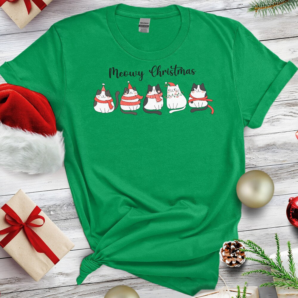 Personalized Christmas T-Shirt With Cat Motif