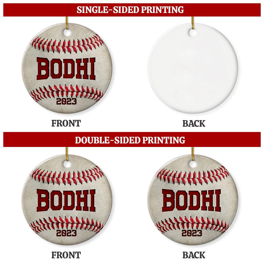 Personalized Baseball Ornament Christmas Custom Name Ceramic Ornaments 2024 for Christmas Tree Gift Baseball Player Decor Custom Xmas Circle Ornaments