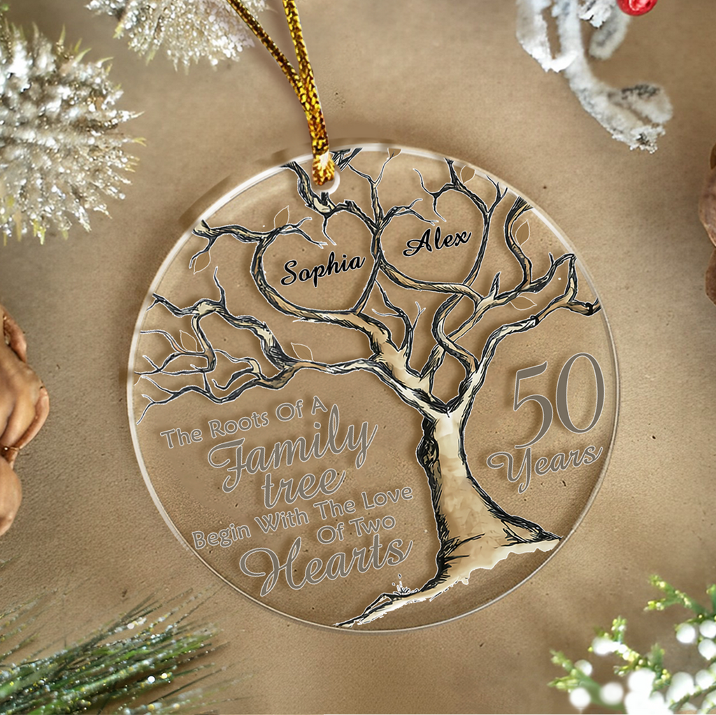 Personalized Anniversary Ornament Married Couple 50th Golden Married Acrylic Ornament 2024 for Xmas Lovers Husband Wife Gift Ideas