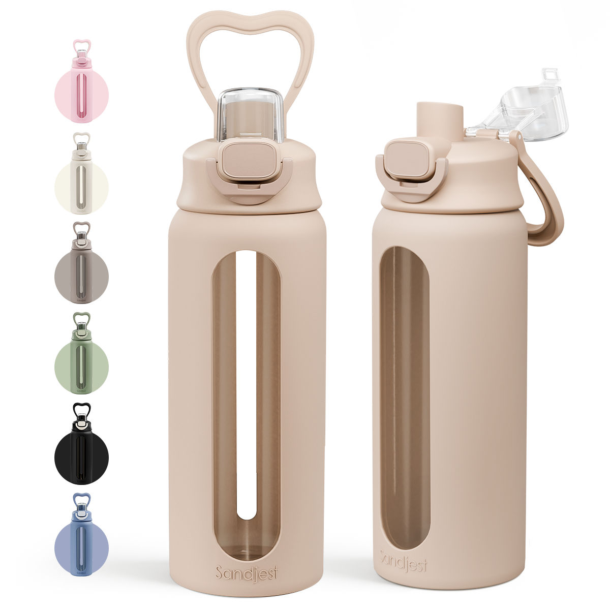 HydroElegance Glass Push-button Lid Water Bottle 24oz