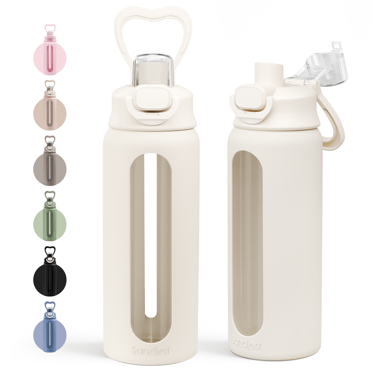 HydroElegance Glass Push-button Lid Water Bottle 24oz