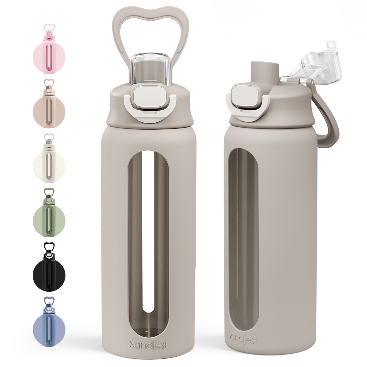 HydroElegance Glass Push-button Lid Water Bottle 24oz