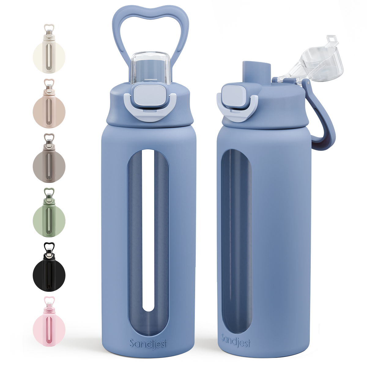HydroElegance Glass Push-button Lid Water Bottle 24oz