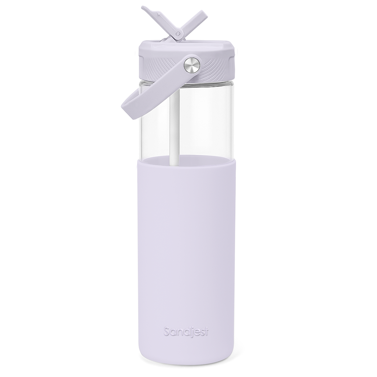 AquaChic Glass Covered-up Straw Lid Water Bottle 20oz