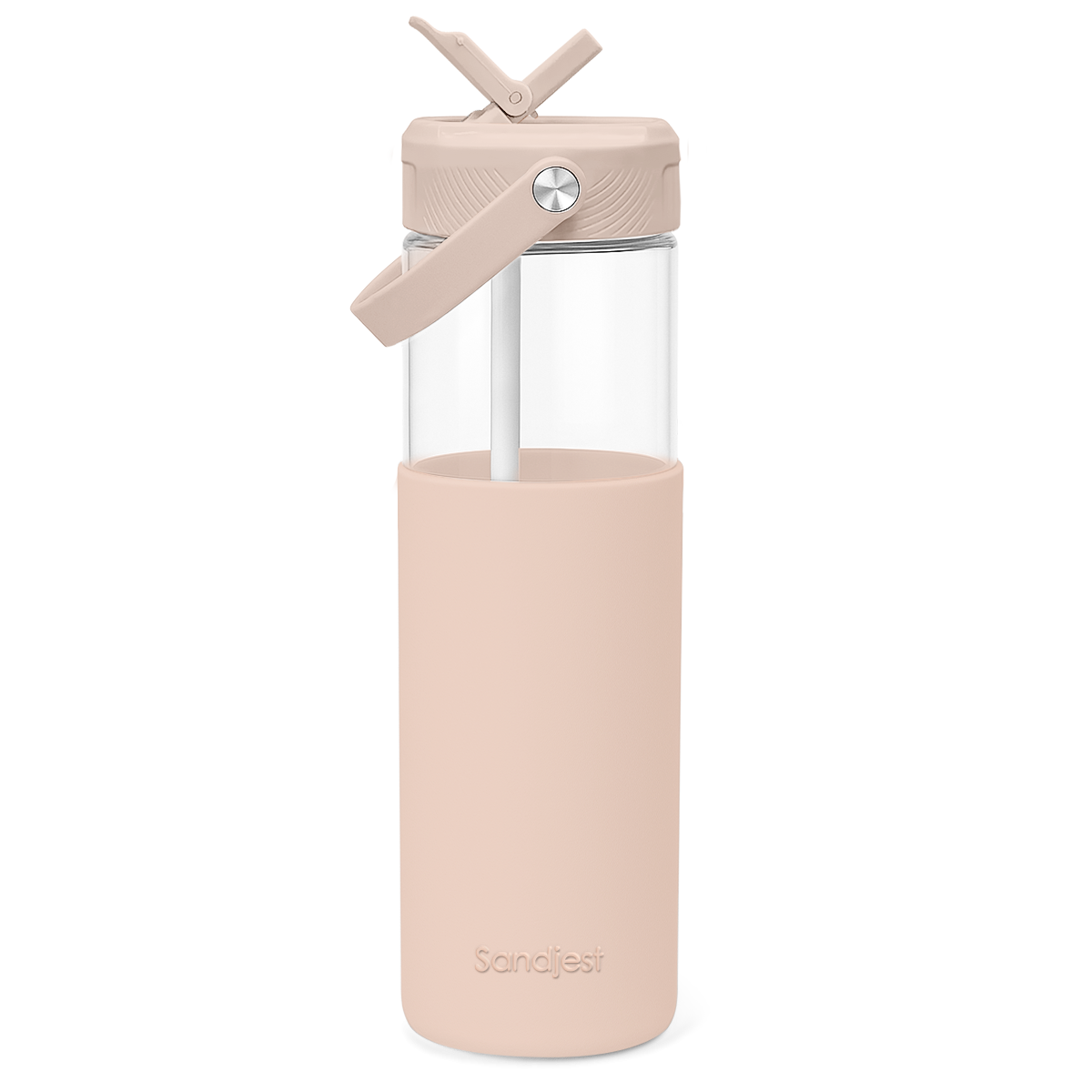 AquaChic Glass Covered-up Straw Lid Water Bottle 20oz