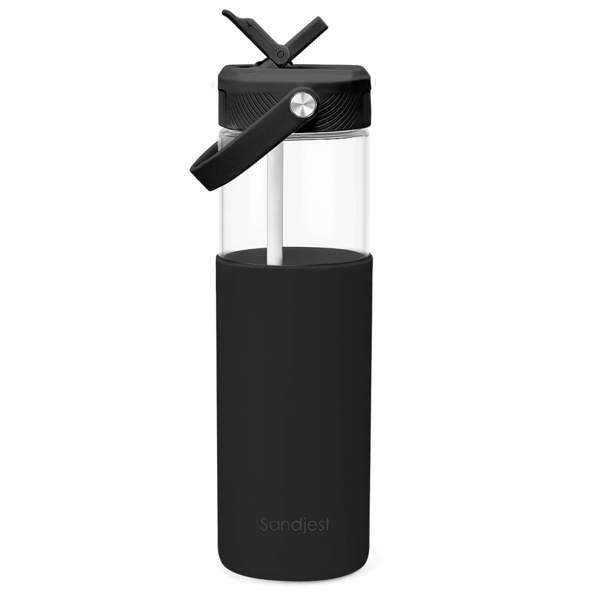 AquaChic Glass Covered-up Straw Lid Water Bottle 20oz