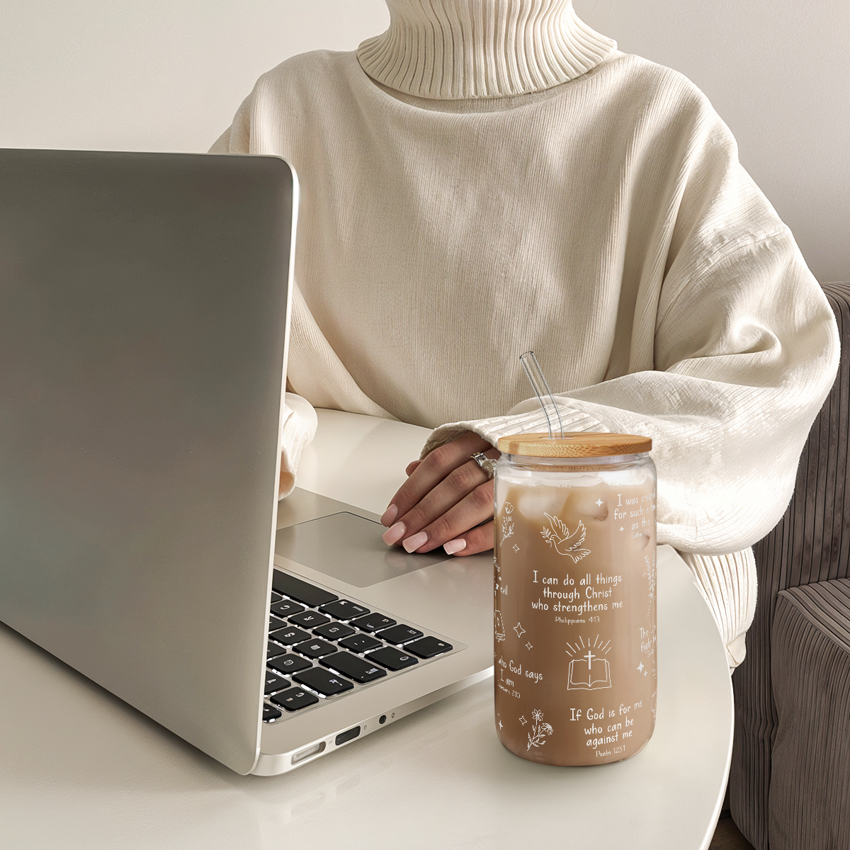 Christian GlassGlow | Glass Tumbler with Bamboo Lid 16oz