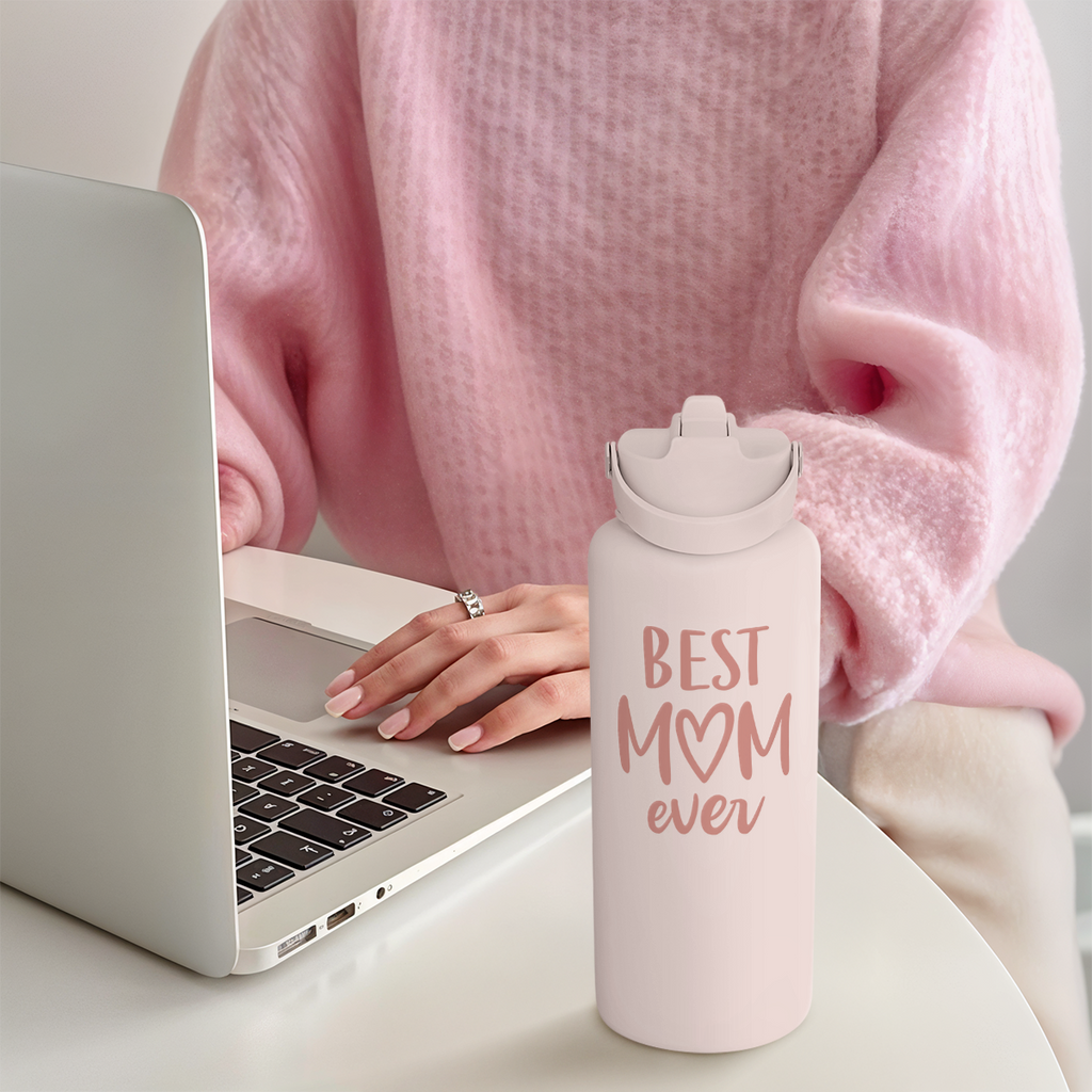 Pink Best Mom Ever SipChic | Straw Lid Water Bottle 32oz