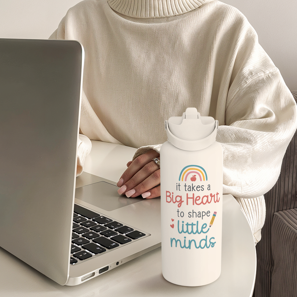 White Teacher SipChic | Straw Lid Water Bottle 32oz