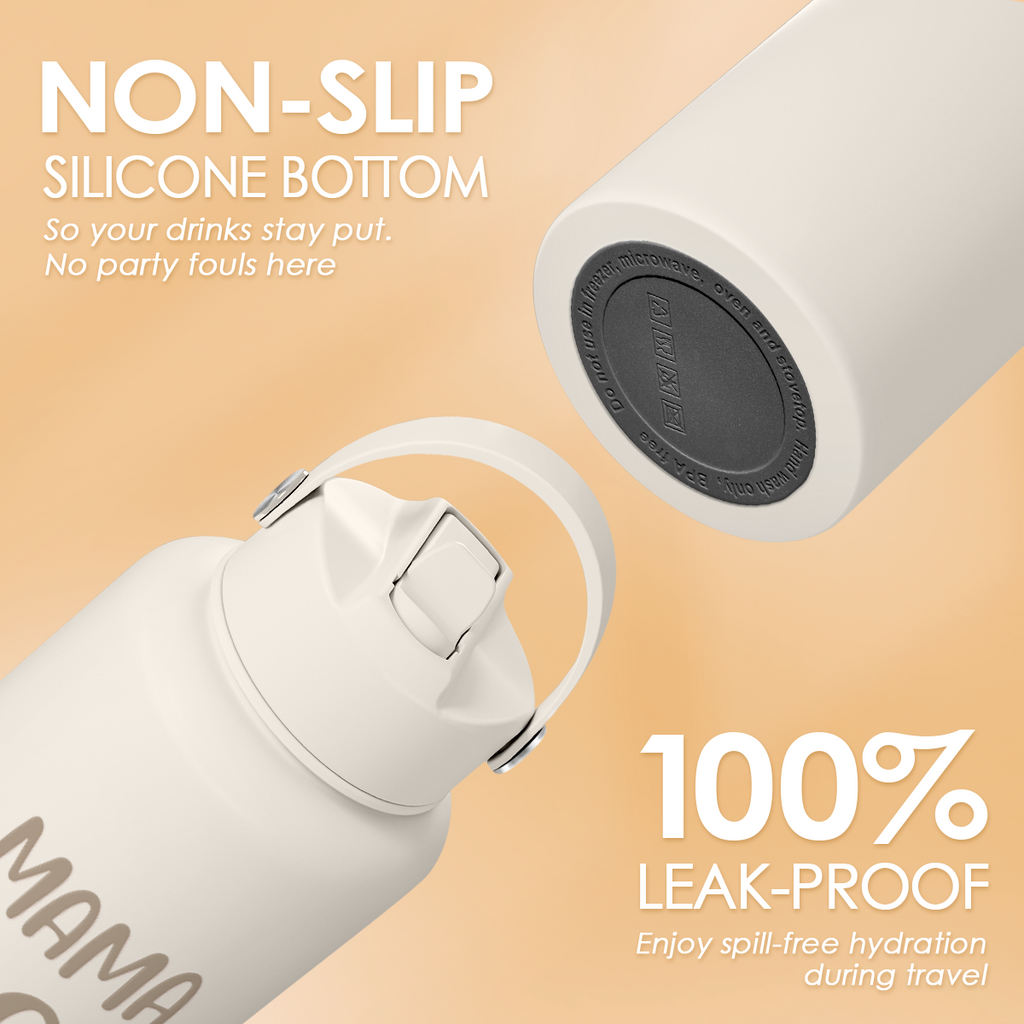 Beige Mama Bear SipChic | Straw Lid Water Bottle 32oz