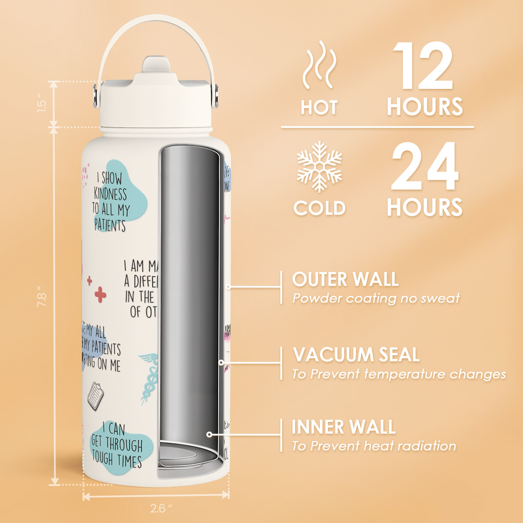 White Nurse SipChic | Straw Lid Water Bottle 32oz