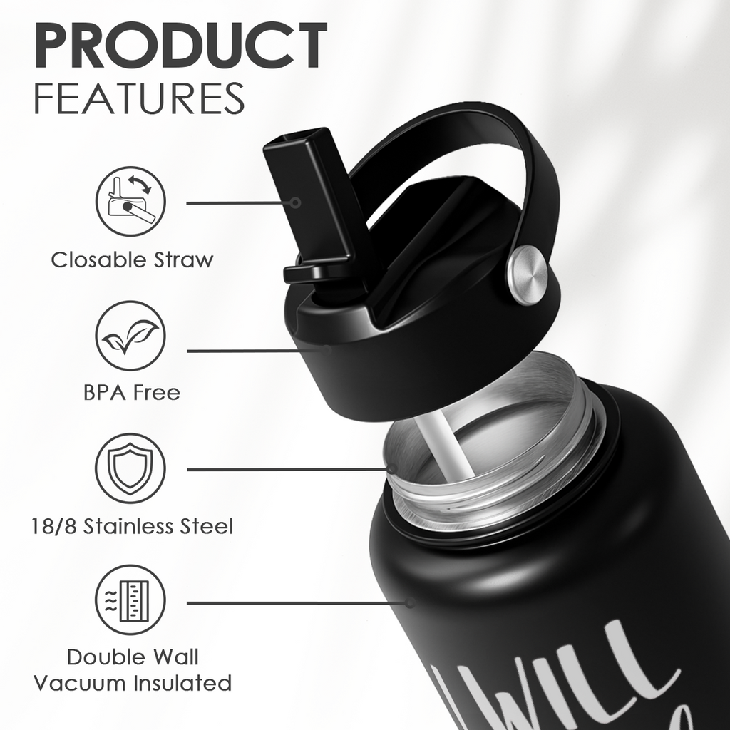 Black Nurse SipChic | Straw Lid Water Bottle 32oz