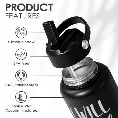 Black Nurse SipChic | Straw Lid Water Bottle 32oz