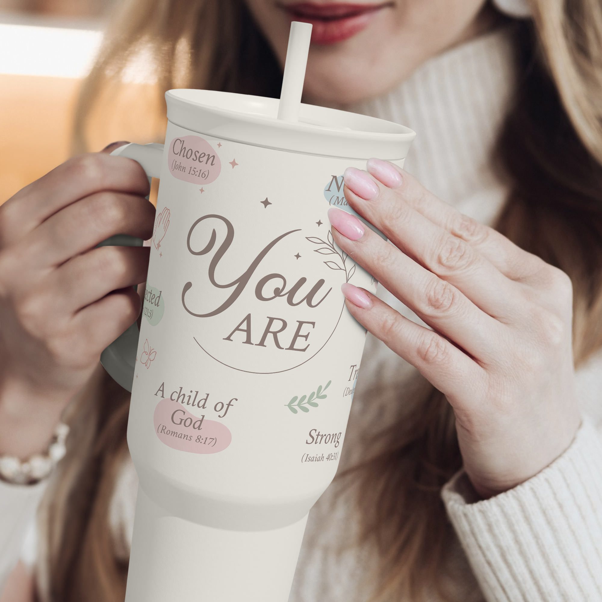 White Christian Slidemate | Slider Tumbler with Handle 40oz