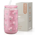 Tulip GlassGlow | Glass Tumbler with Acrylic Lid 16oz