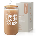 Mama Coffee GlassGlow | Glass Tumbler with Bamboo Lid 16oz