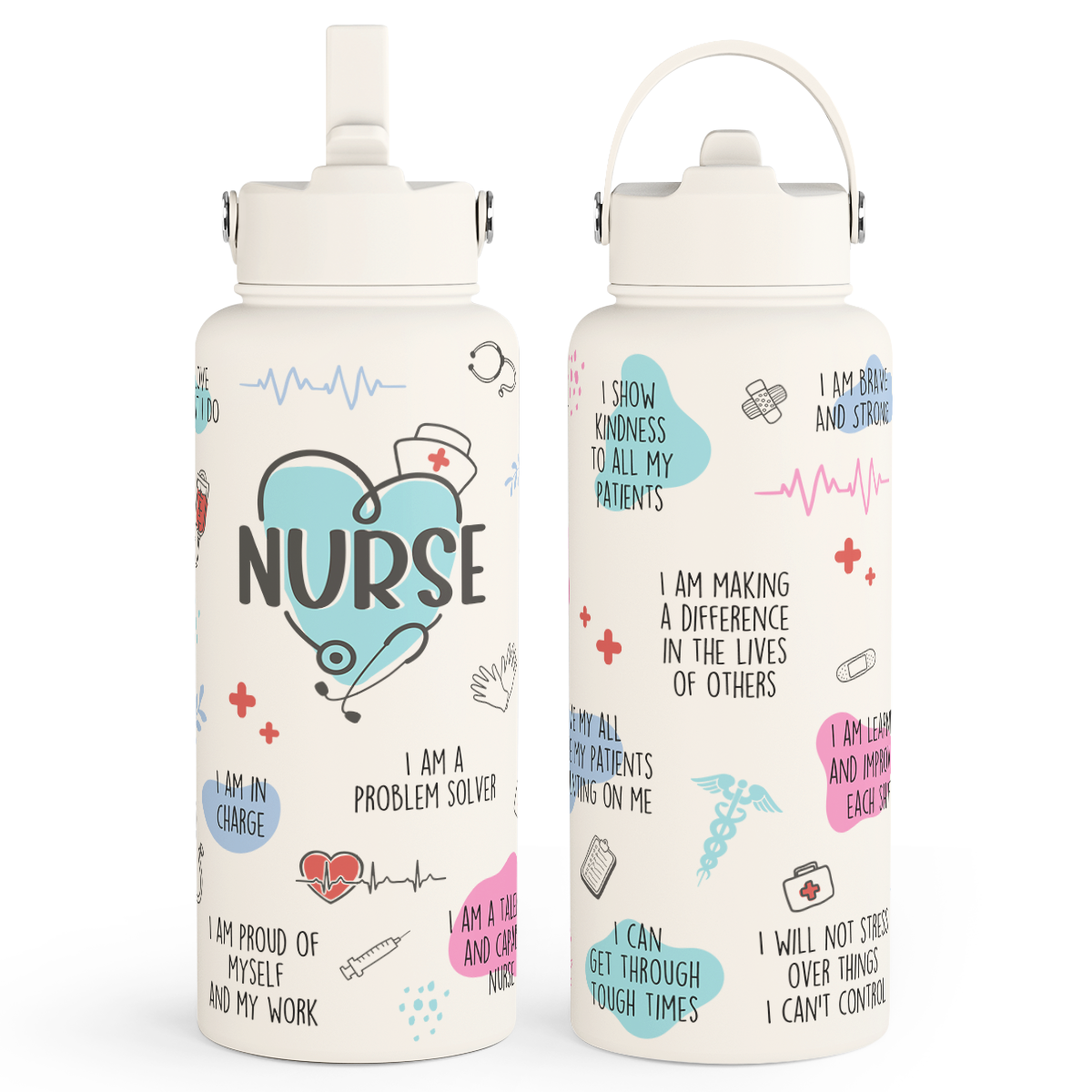 White Nurse SipChic | Straw Lid Water Bottle 32oz