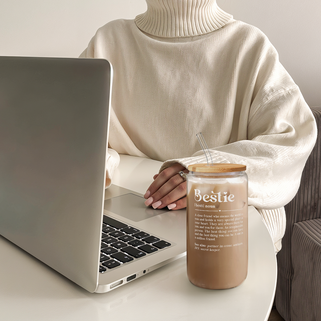 Best Friend GlassGlow | Glass Tumbler with Bamboo Lid 16oz