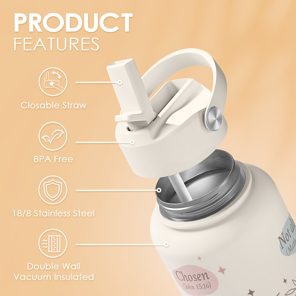 Christian SipChic | Straw Lid Water Bottle 32oz