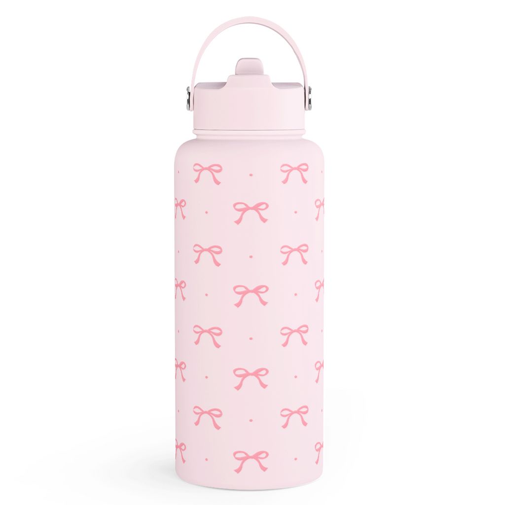 Pink Bow SipChic | Straw Lid Water Bottle 32oz