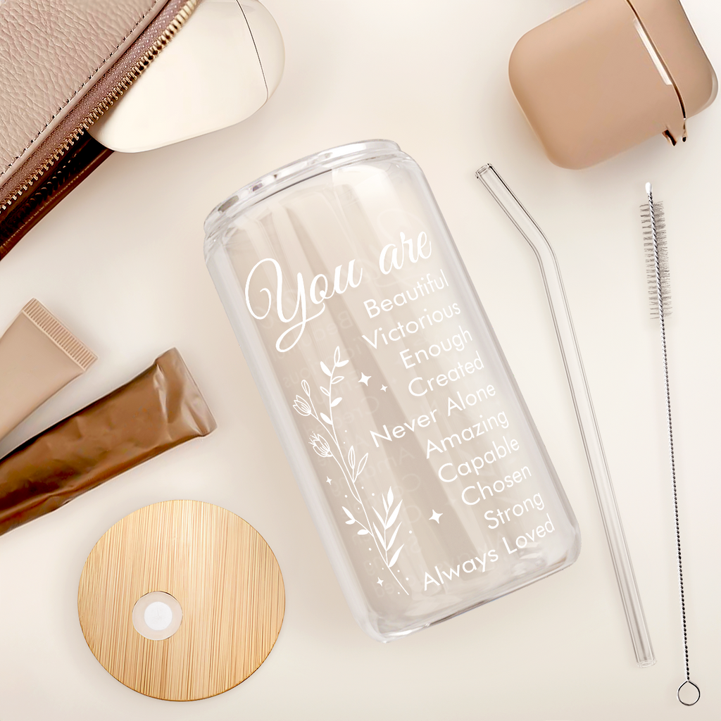 Inspiration GlassGlow | Glass Tumbler with Bamboo Lid 16oz