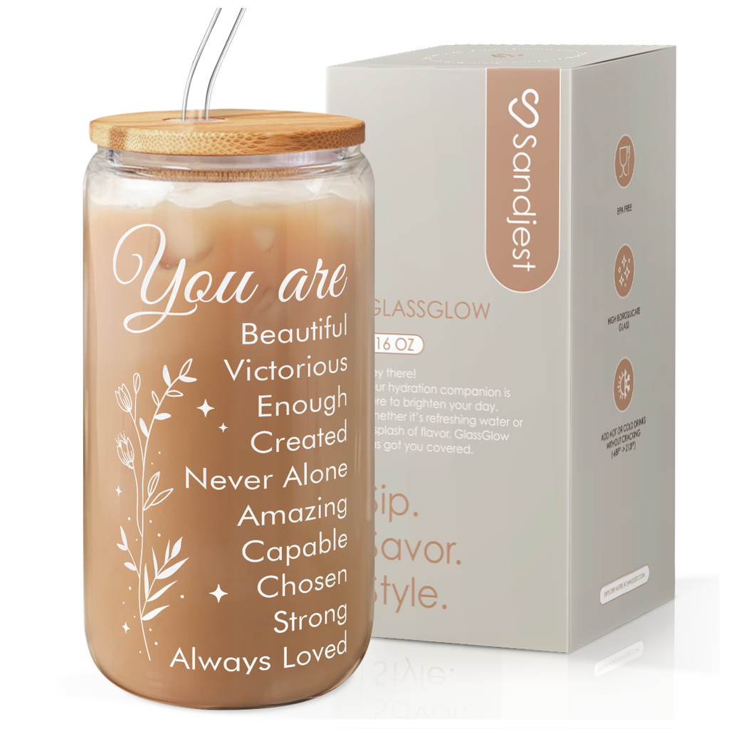 Inspiration GlassGlow | Glass Tumbler with Bamboo Lid 16oz