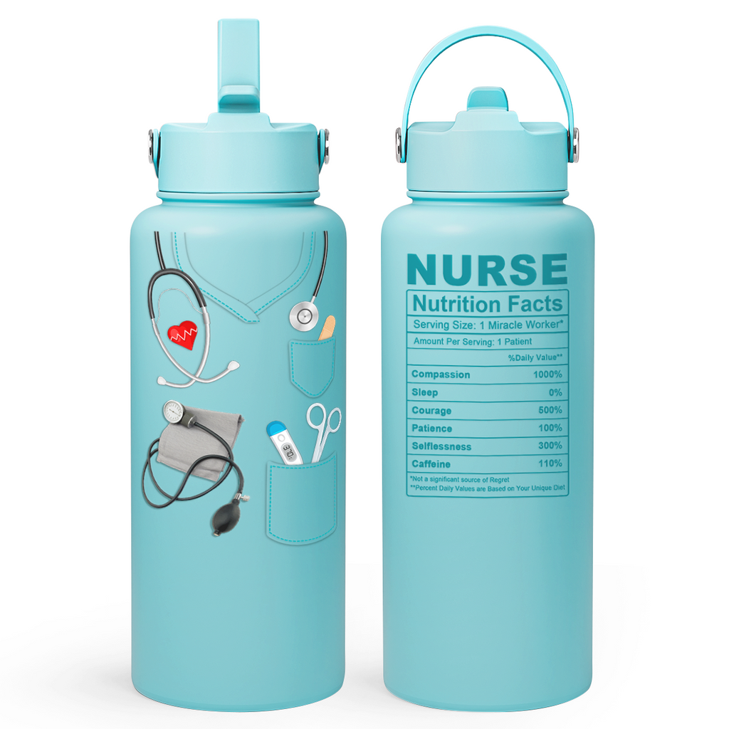 Mint Nurse SipChic | Straw Lid Water Bottle 32oz