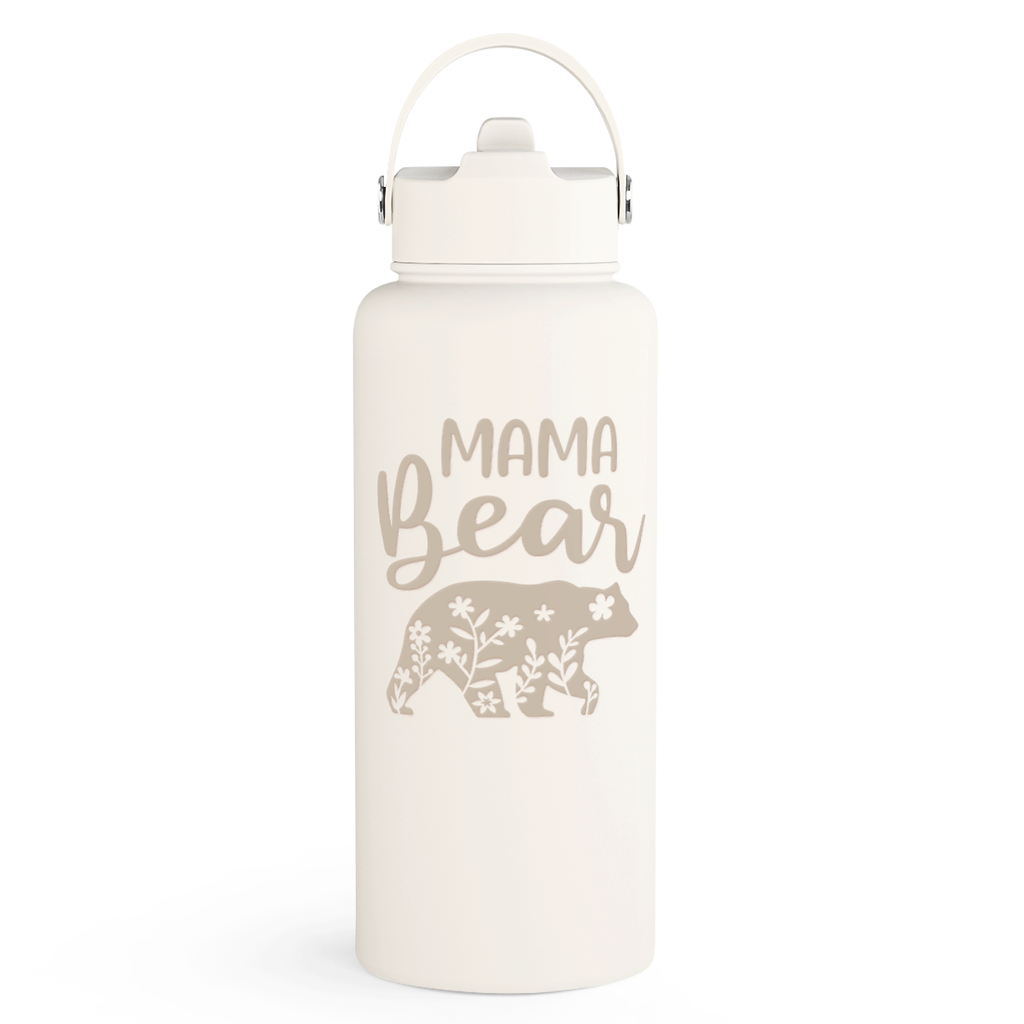Beige Mama Bear SipChic | Straw Lid Water Bottle 32oz