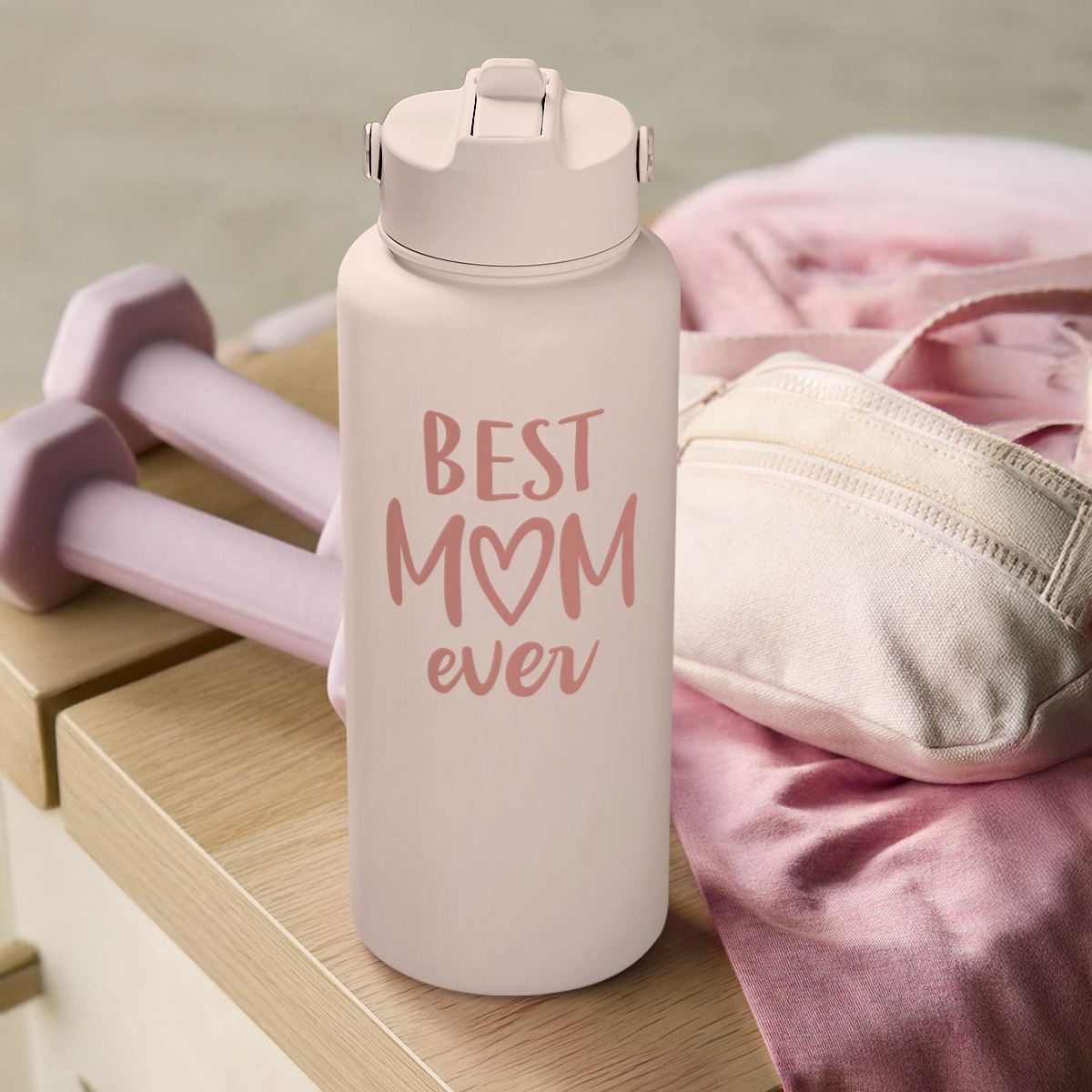 Pink Best Mom Ever SipChic | Straw Lid Water Bottle 32oz