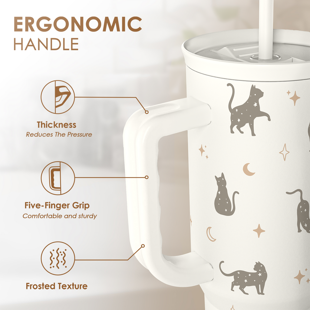 White Cat Slidemate | Slider Tumbler with Handle 40oz