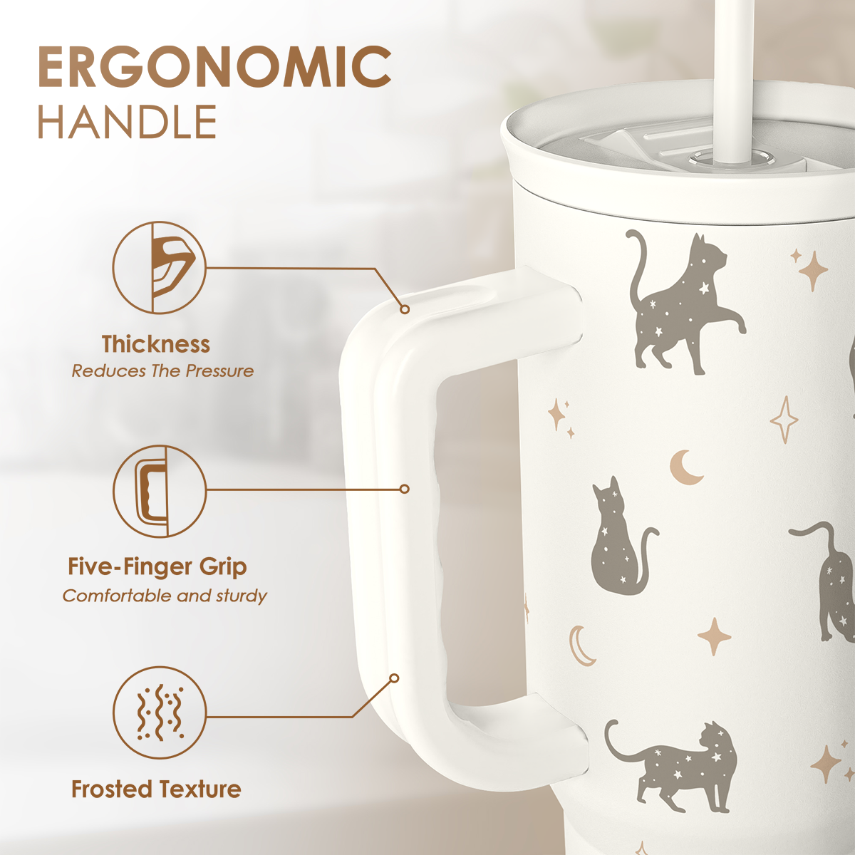 White Cat Slidemate | Slider Tumbler with Handle 40oz