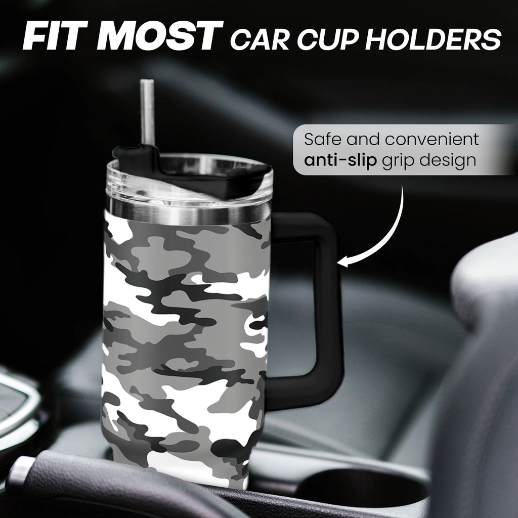 Camo Camouflage Quencher Tumbler with Handle 40oz