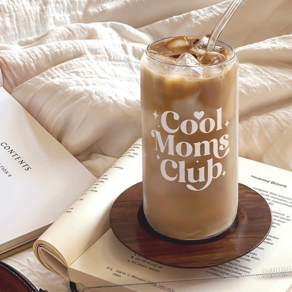 Cool Mom Club GlassGlow | Glass Tumbler with Bamboo Lid 16oz