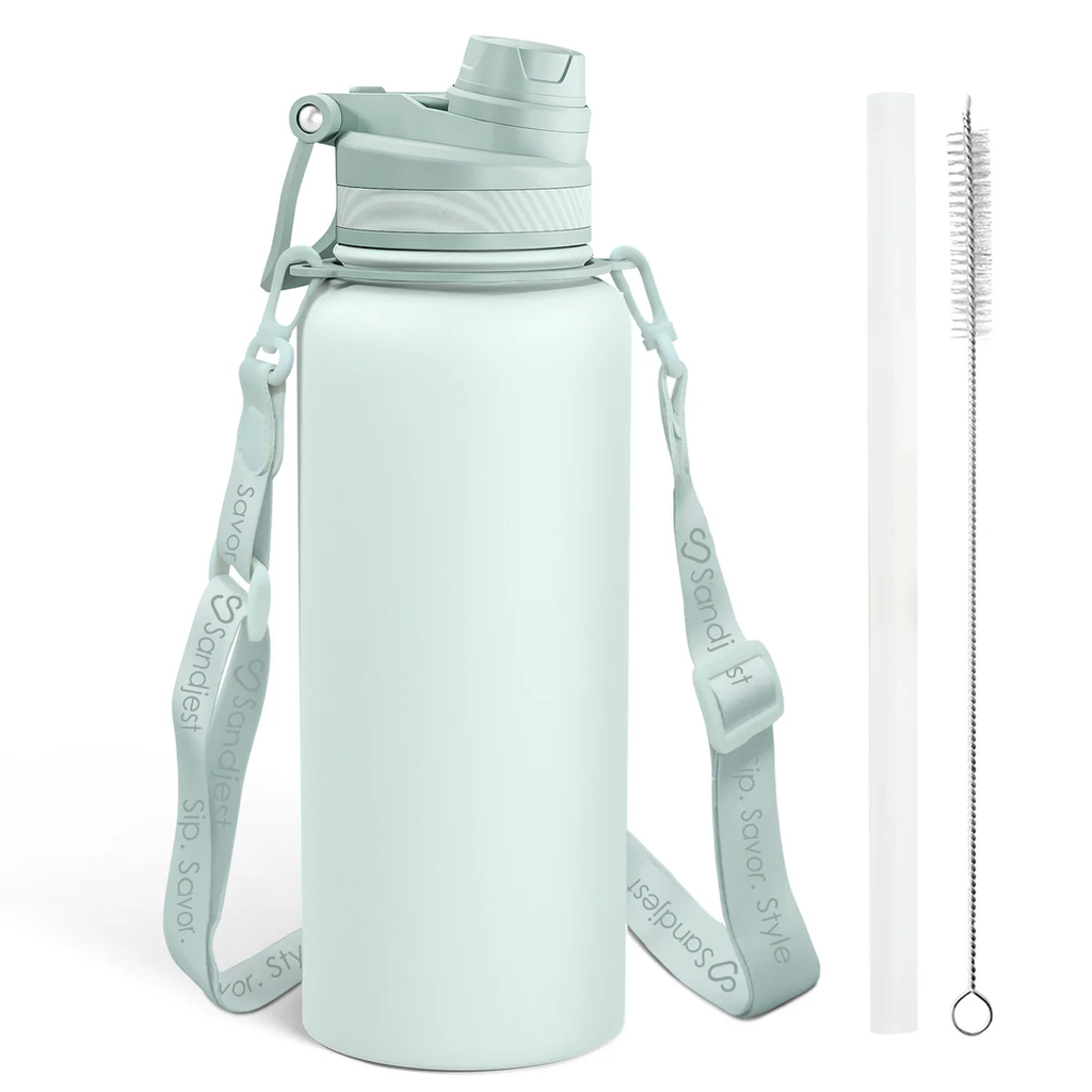 Mint CamelMate | 2-in-1 Lid Water Bottle with Strap 32oz