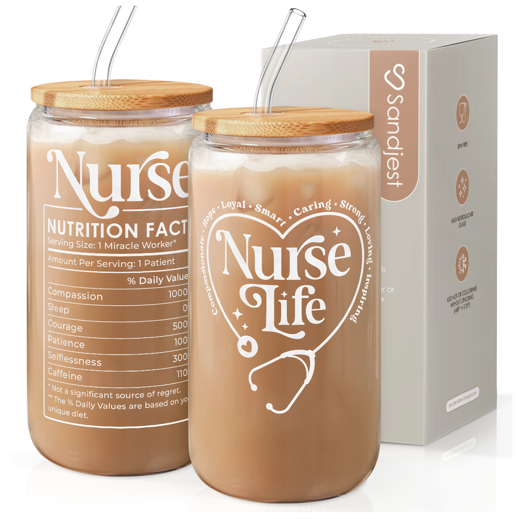 Nurse GlassGlow | Glass Tumbler with Bamboo Lid 16oz
