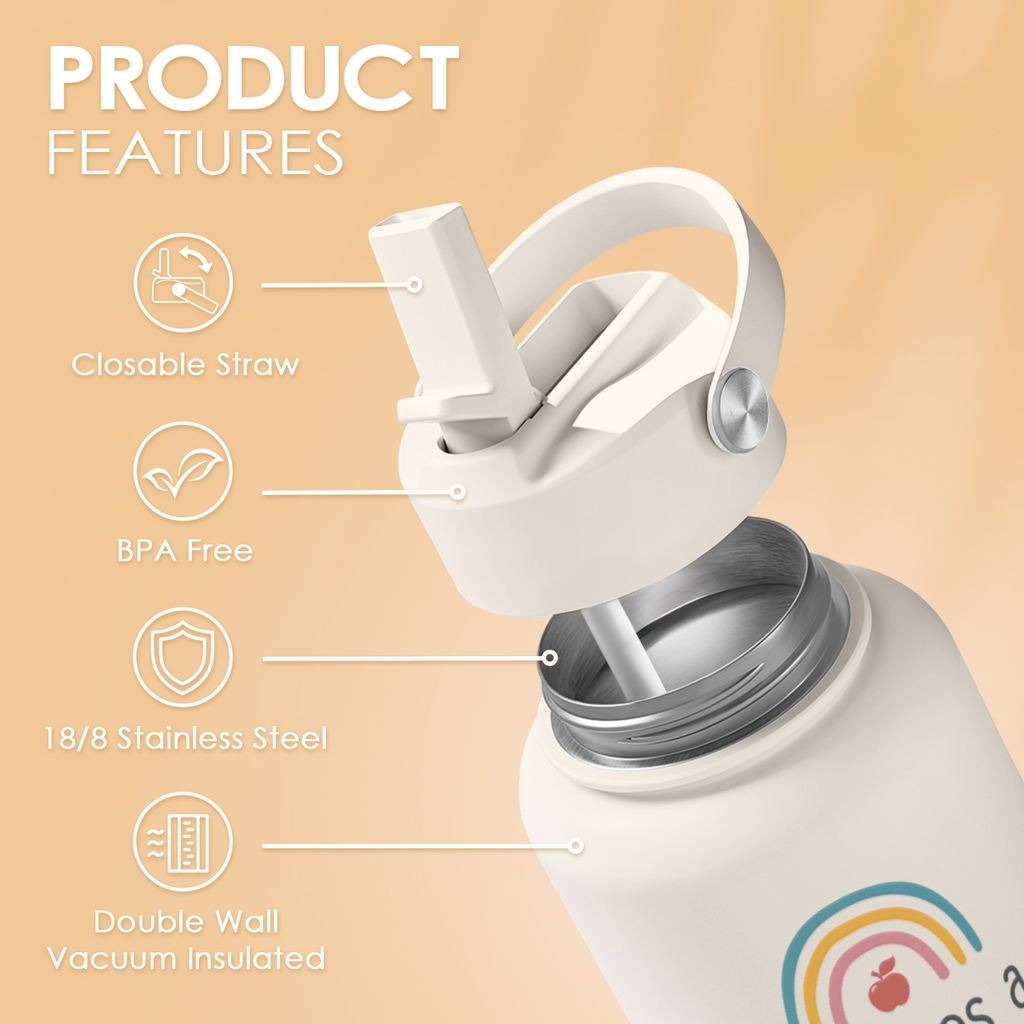 White Teacher SipChic | Straw Lid Water Bottle 32oz