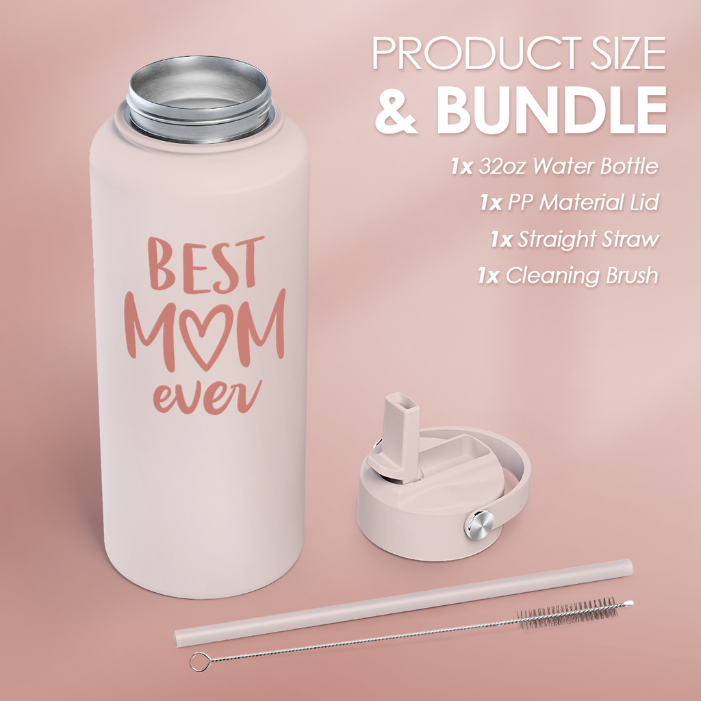 Pink Best Mom Ever SipChic | Straw Lid Water Bottle 32oz