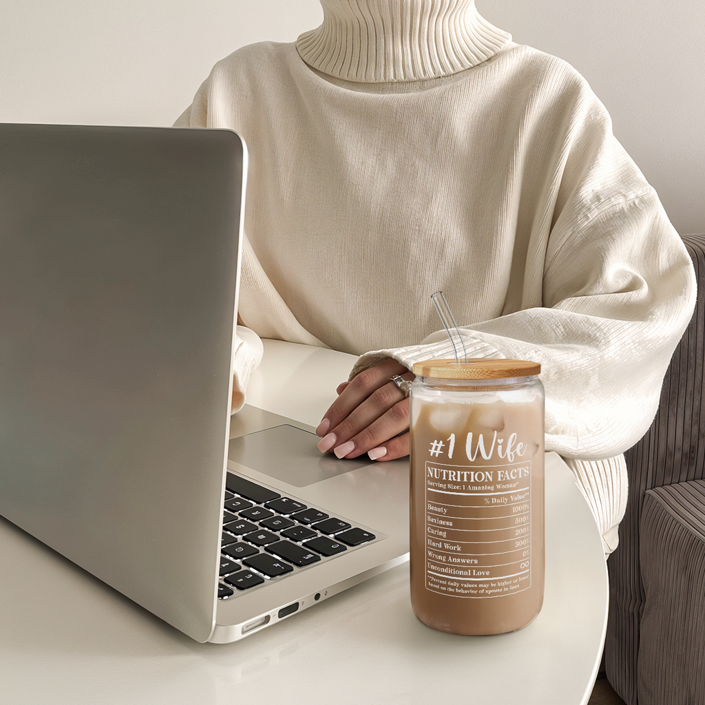 Wife GlassGlow | Glass Tumbler with Bamboo Lid 16oz