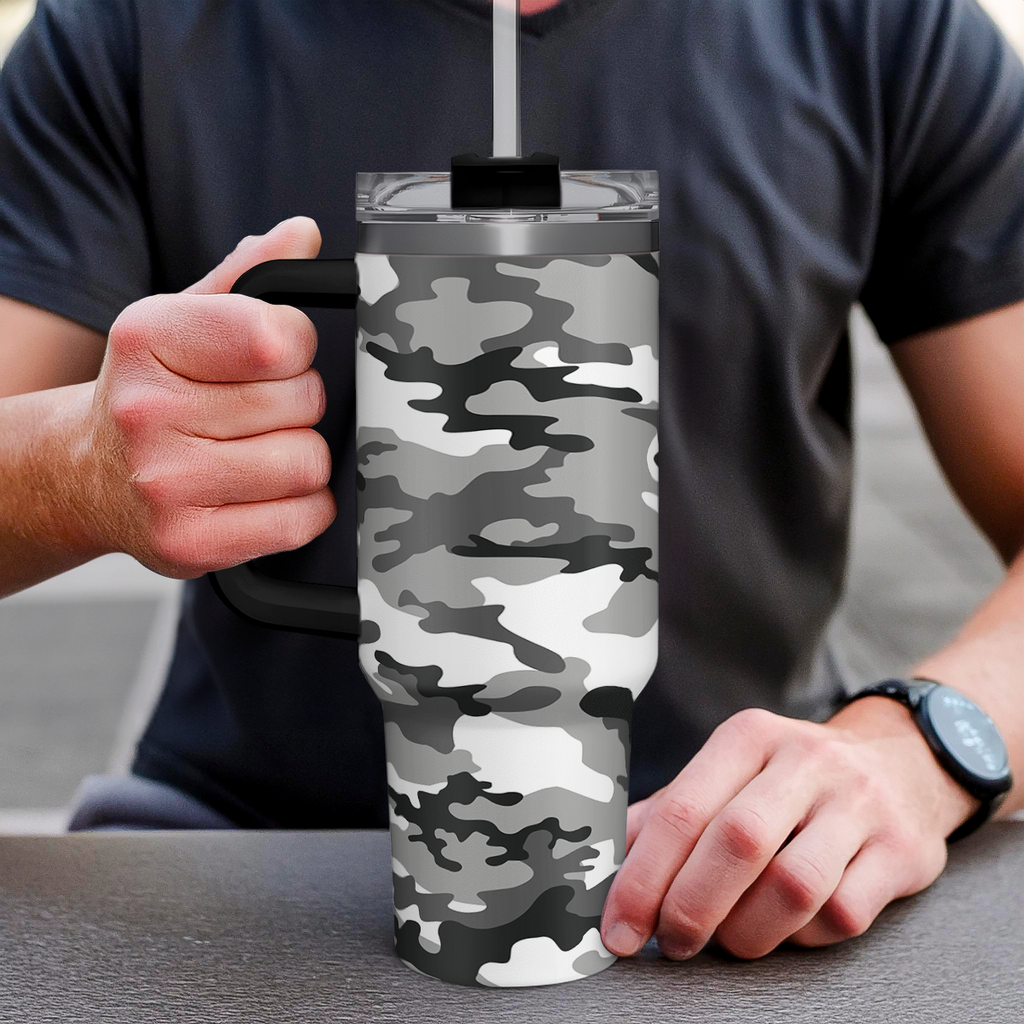 Camo Camouflage Quencher Tumbler with Handle 40oz